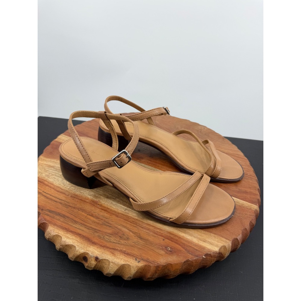 Madewell The Gwenn Block Heel Sandal Women Size 7 Tan Leather Strappy Buckle
